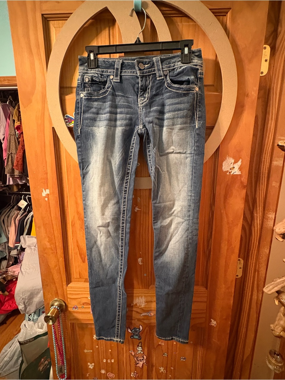 Miss Me Distressed Light-Mid Blue Skinny Jeans